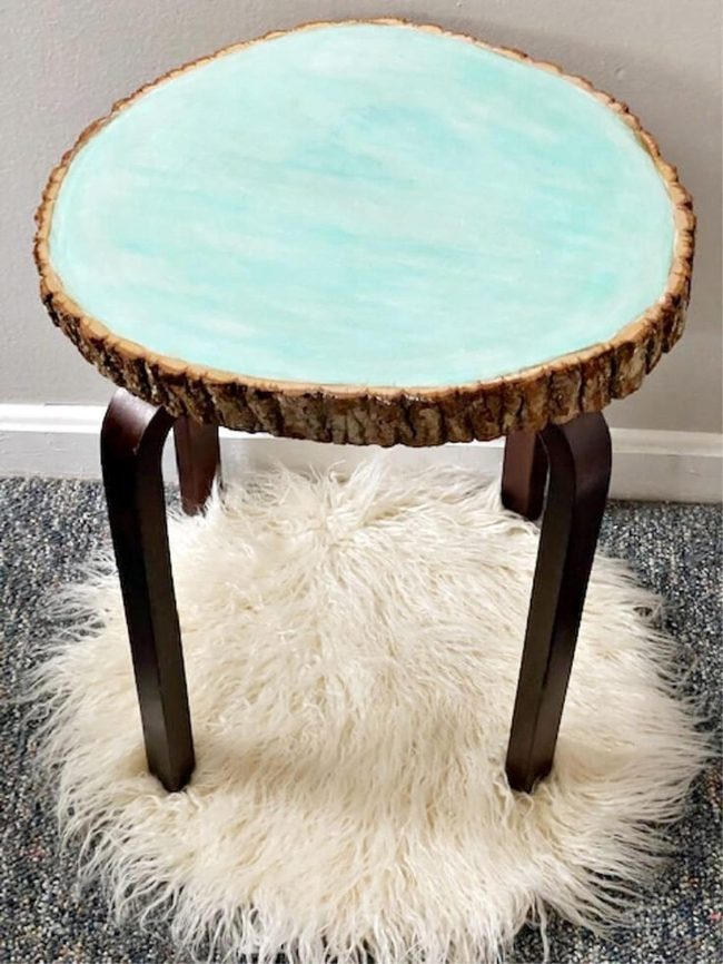 Neon Wood Slice Table