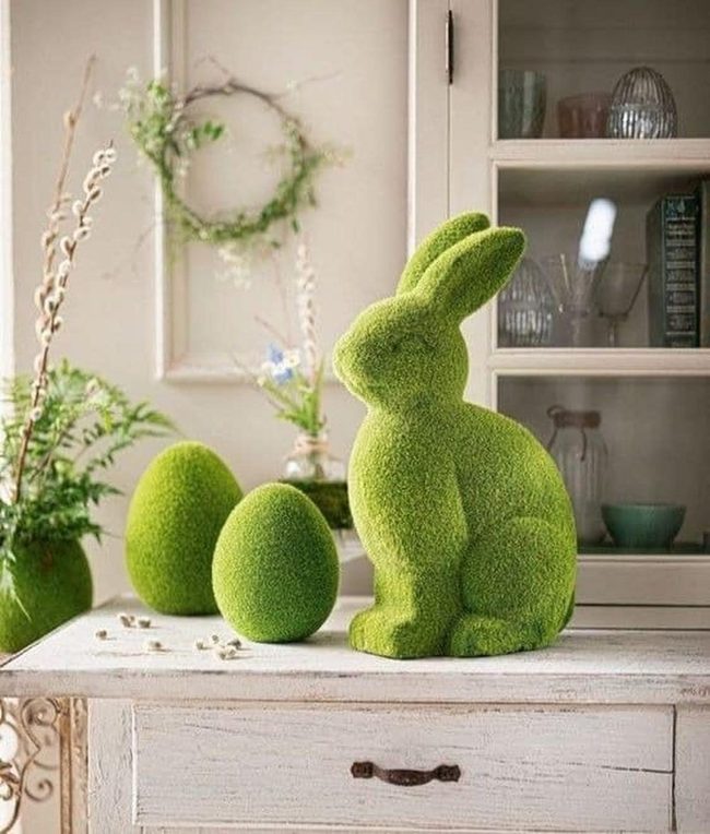 Moss-Covered Easter Bunny Garden