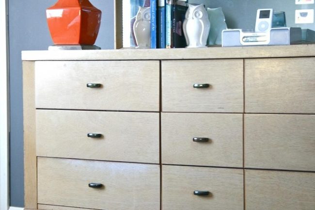 Light Wood Dresser, Orange Accents