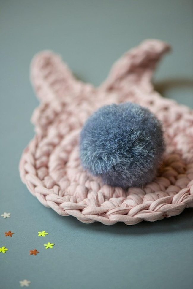 Pink Knit Beret With Pom-Pom