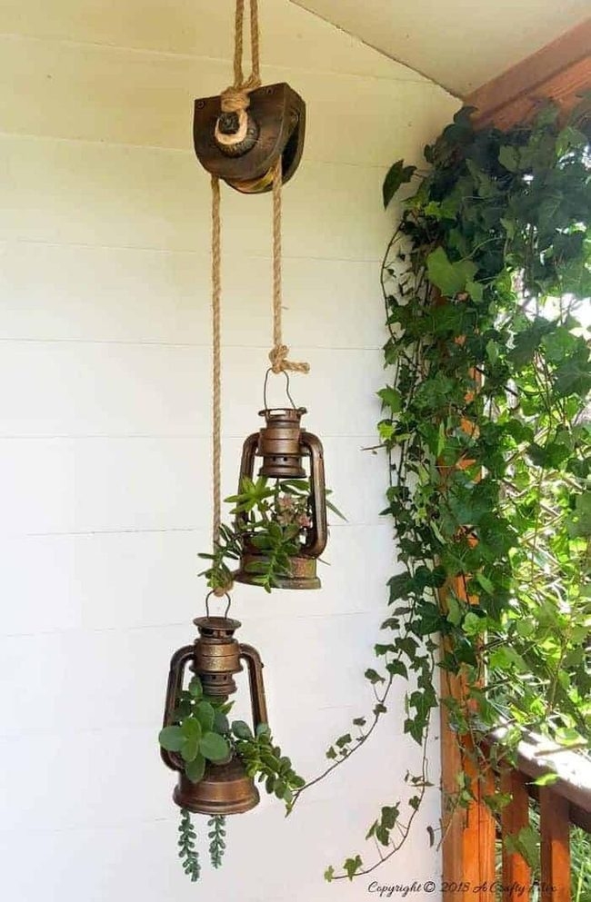 Antique Pulley Succulent Lanterns