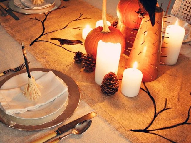 Candlelit Autumn Table Setting