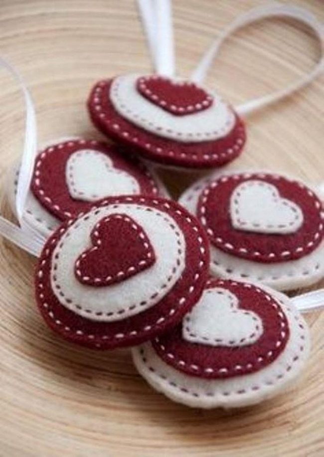 Red Felt Heart Ornaments