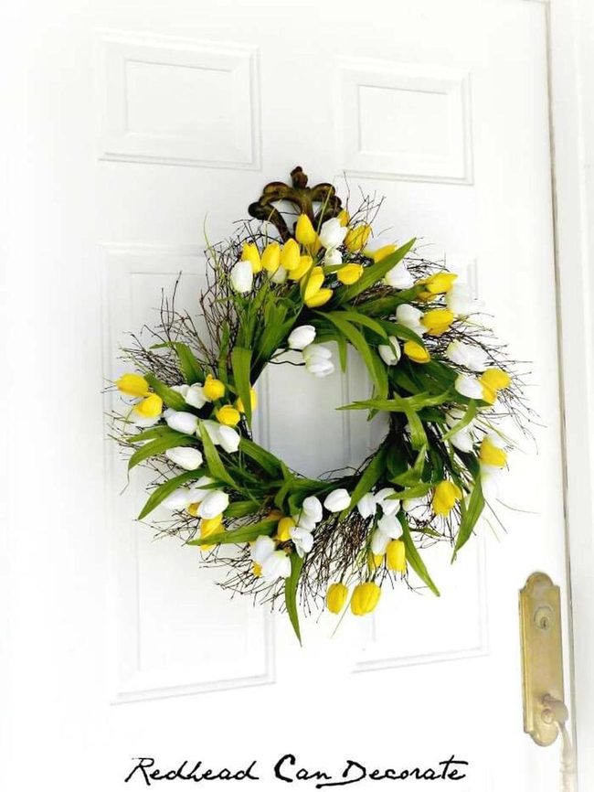 Yellow Tulip Branch Wreath