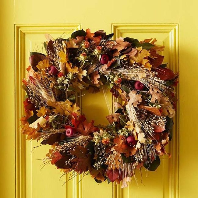 Autumn Wheat And Apple Wreath