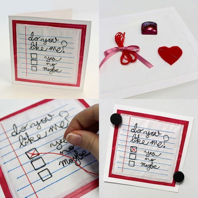 Hand-Stitched Love Question Card