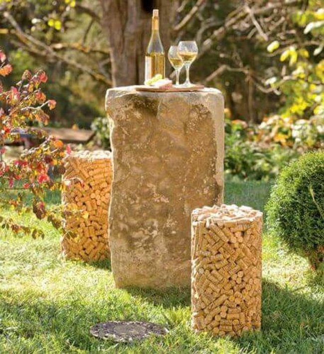 Cork Cylinder Seating Meets Stone