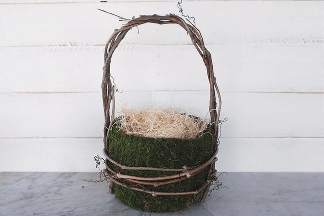 Natural Woven Basket With Moss