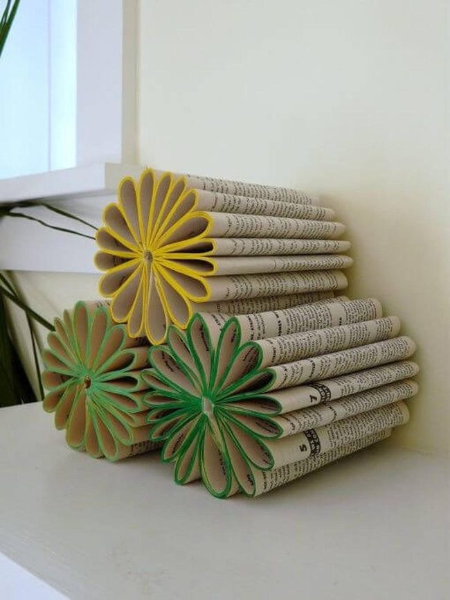 Rolled Page Flower Sculptures