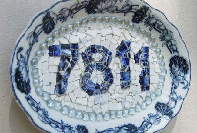 Blue Numbers On Porcelain Fragments