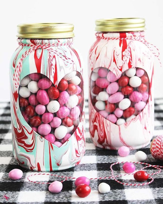 Marbled Heart Candy Jar