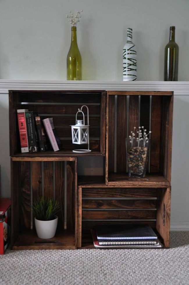 Stained Wood Crate Storage
