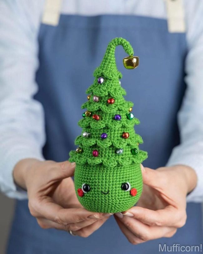 Green Crochet Christmas Trees