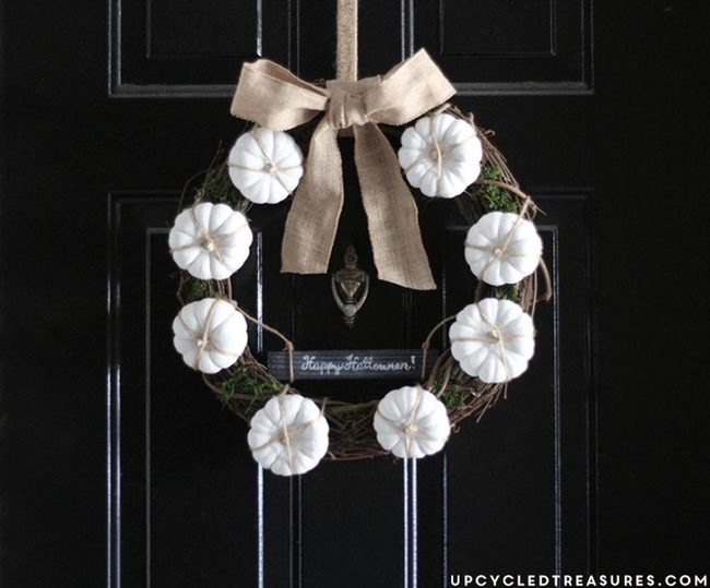 White Pumpkin Grapevine Wreath