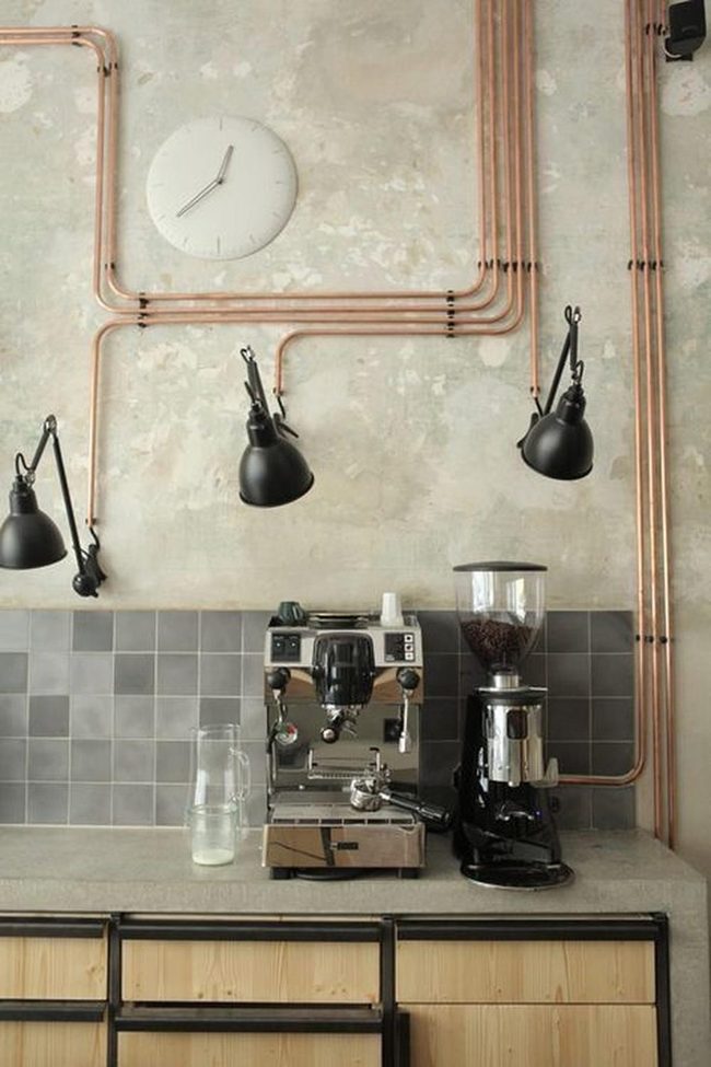 Copper Pipes Meet Minimalist Kitchen