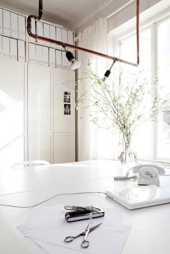 Bright Workspace With Natural Branches
