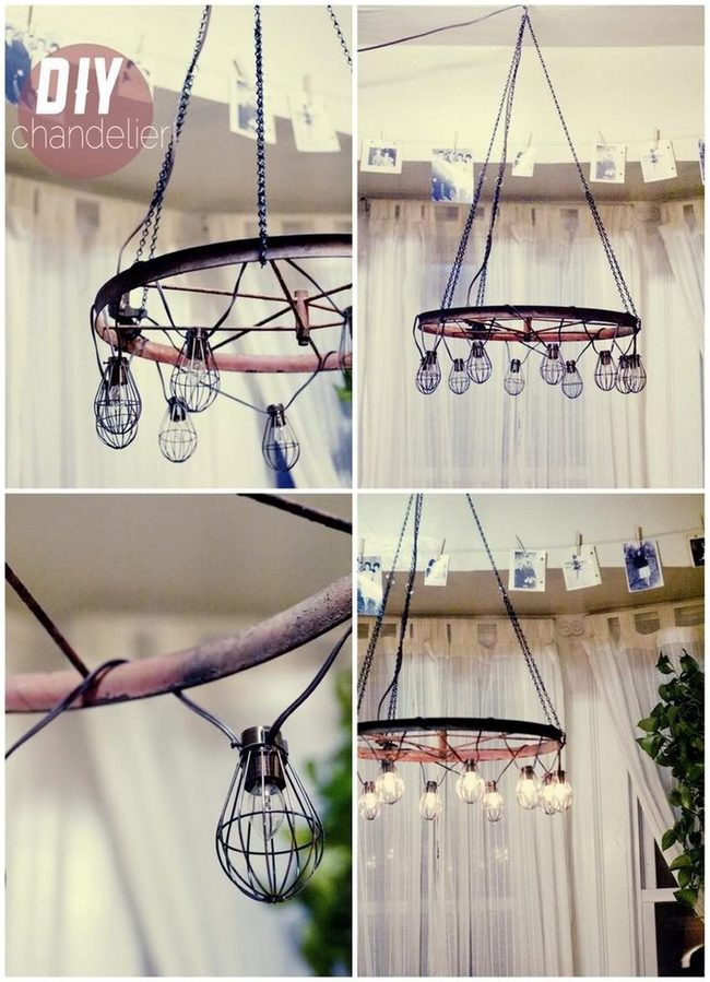 Wooden Wire Geometric Chandelier