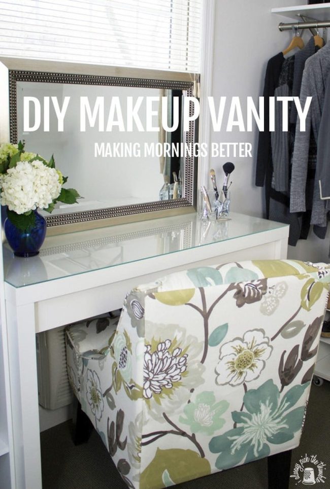 Green Floral Chair Vanity