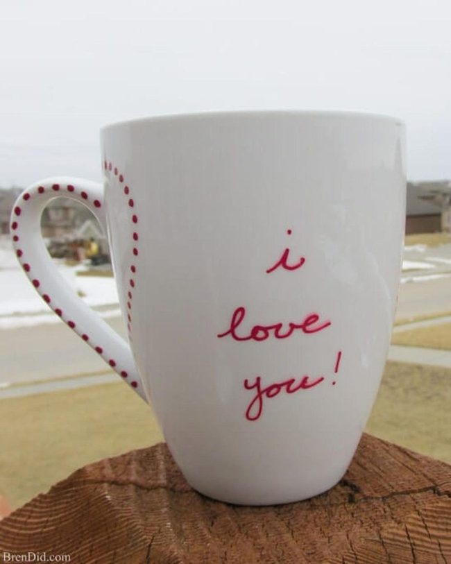 Heart-Shaped Handle Ceramic Mug