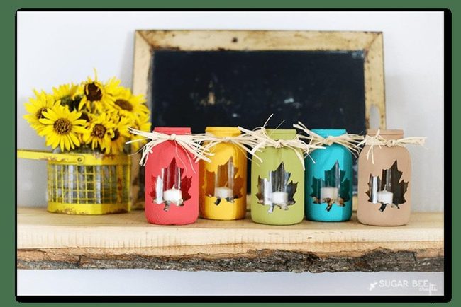 Sunflowers And Painted Jars