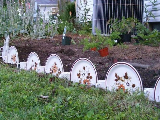 Vintage Plates Garden Border