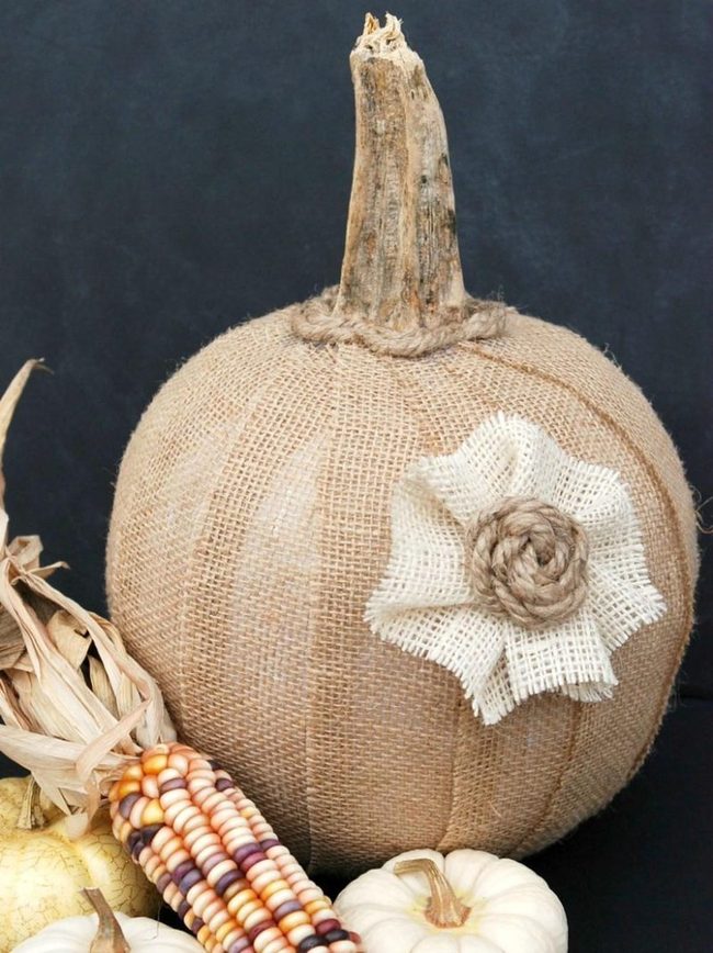 Burlap Pumpkins, Autumn Gold