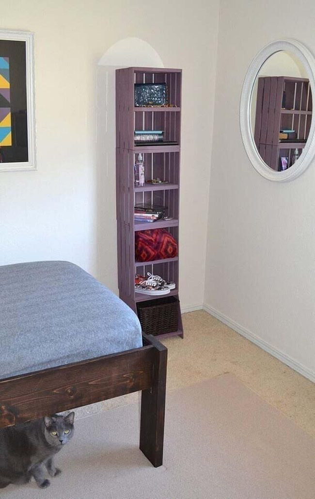 Stacked Wood Crate Shelving