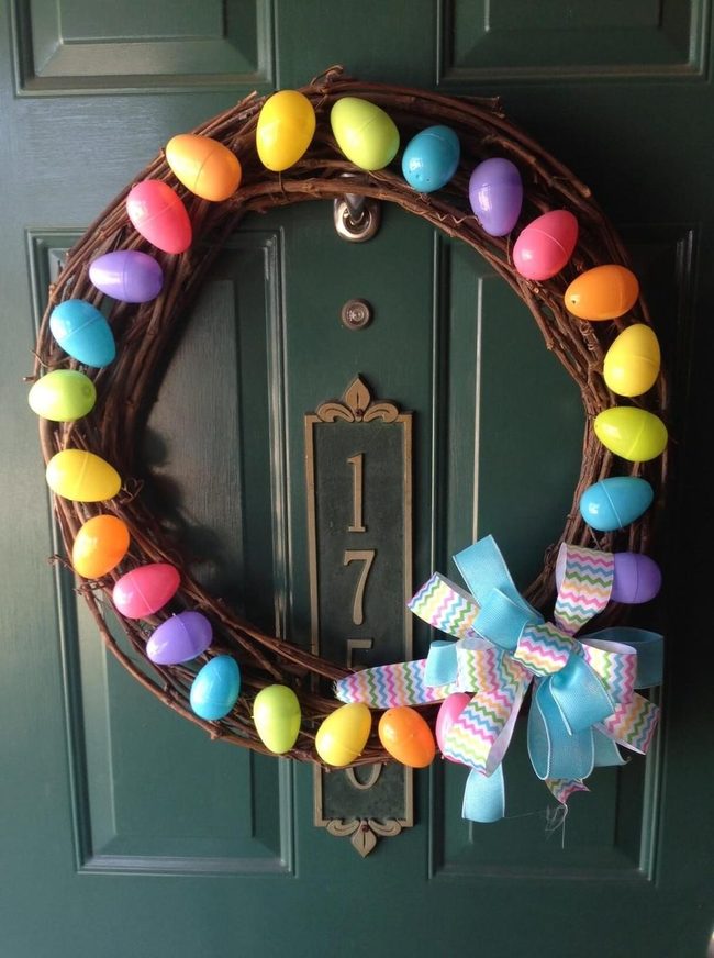 Rainbow Egg Grapevine Wreath