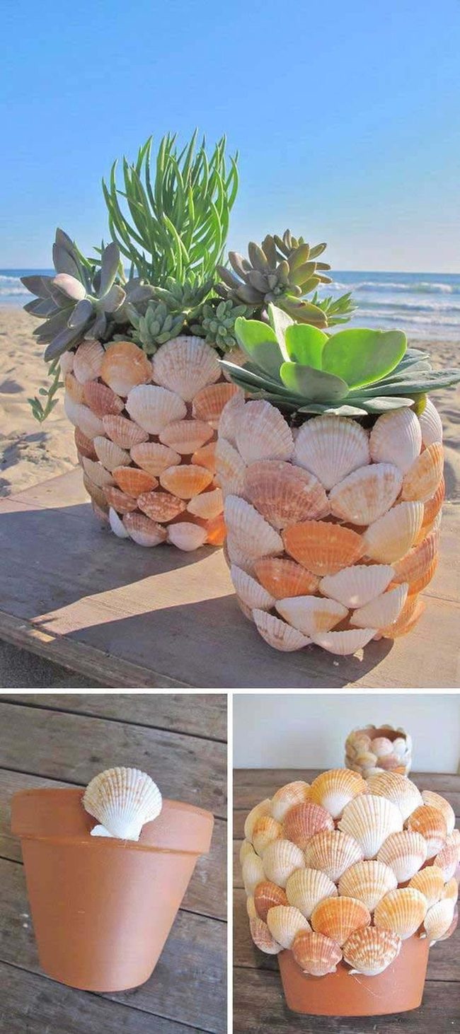 Seashell Glazed Planters