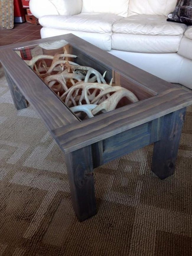 Glass-Topped Antler Tables