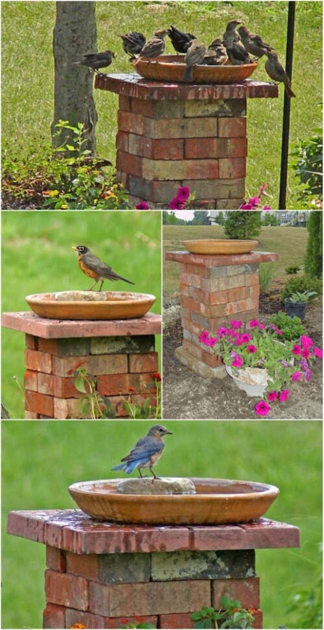 Stacked Brick Bird Basin