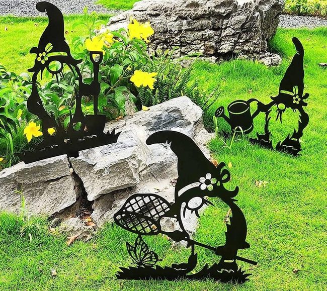 Metal Gnome Garden Shadows
