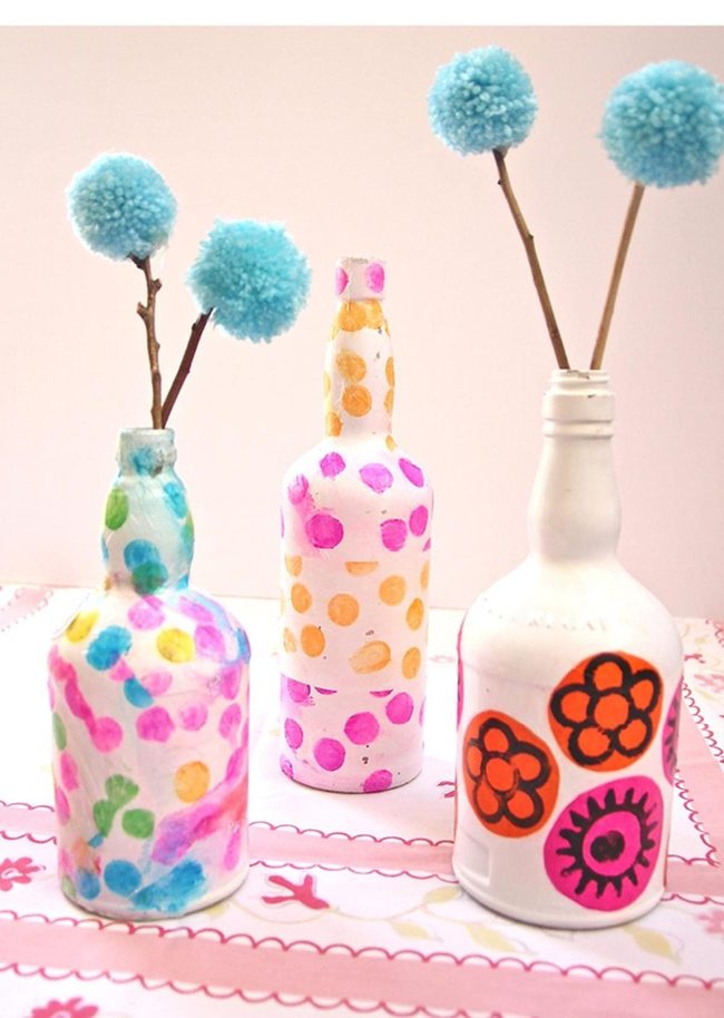 Dotted Glass Vessels With Pompoms