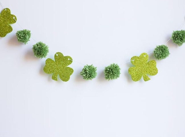 Emerald Glitter Shamrock Garlands