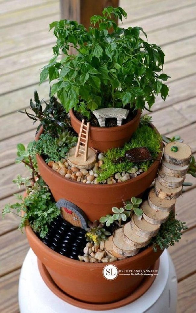 Tiered Terracotta Herb Tower