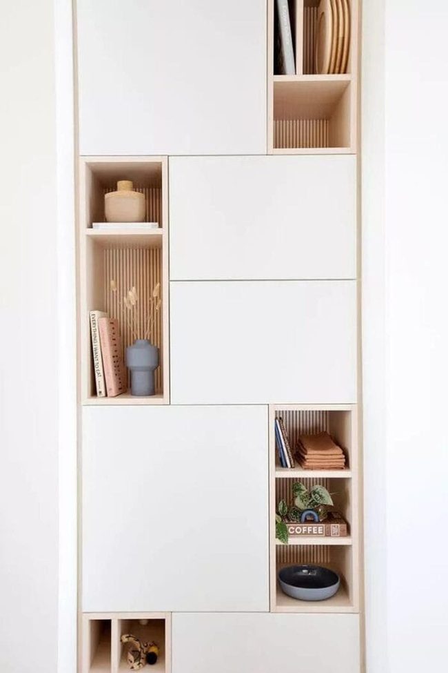 Custom Built-In Wooden Storage Wall