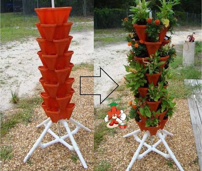 Clay Brown Vertical Plant Tower