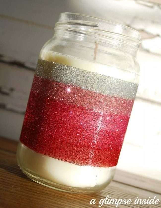 Pink Ombre Glitter Candle