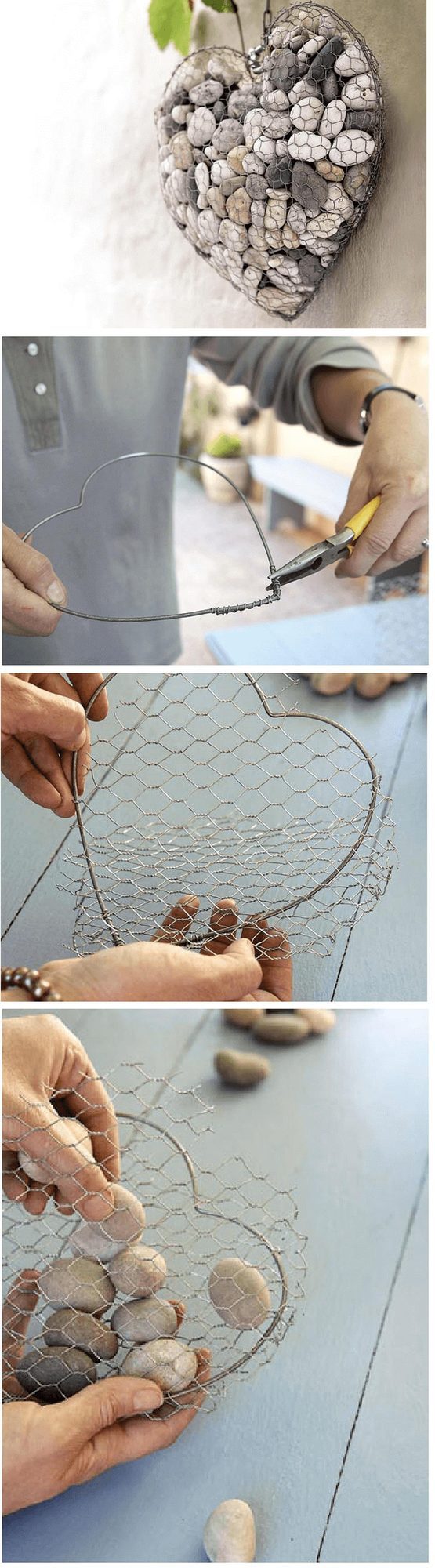 River Stone Heart Wire Frame
