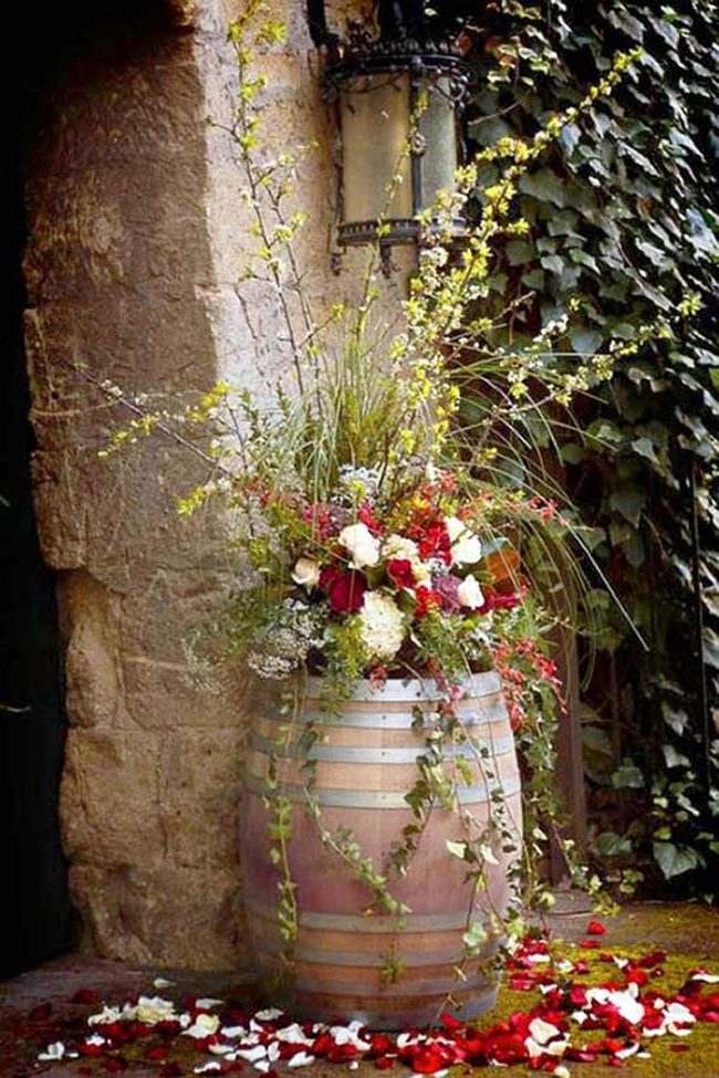 Halved Wine Barrels, Abundant Flowers