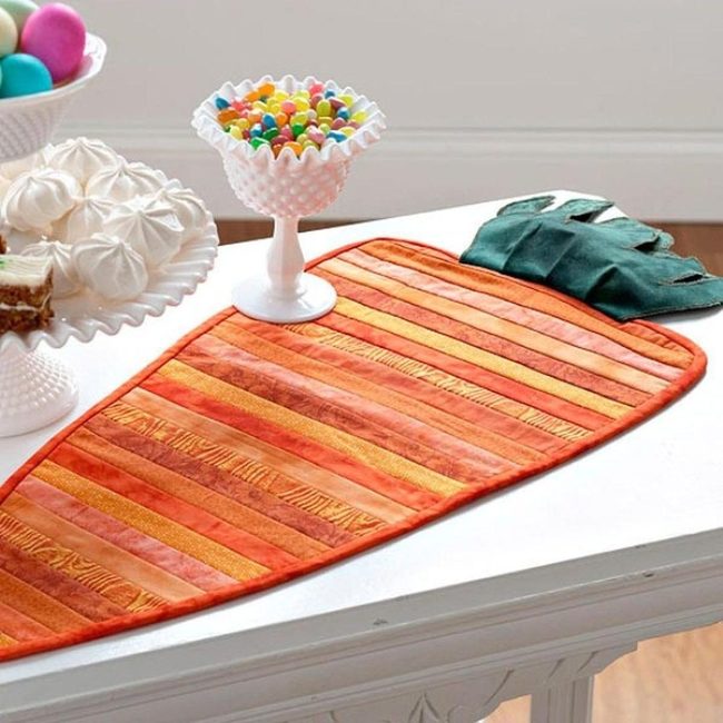 Striped Carrot Orange Table Runner