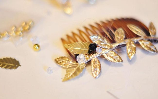 Golden Leaf Hair Comb