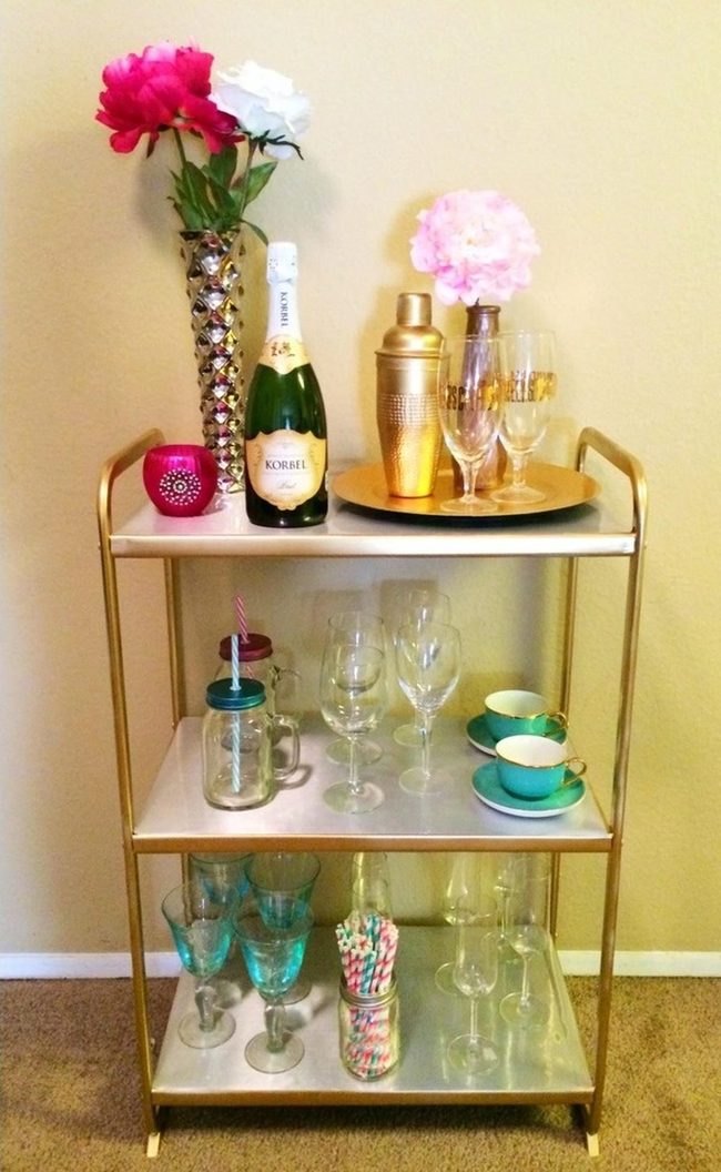 Gold-Framed Pink Celebration Cart