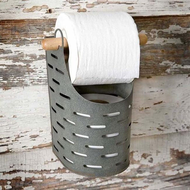 Olive Bucket Paper Storage
