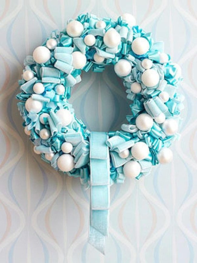 Blue Ribbon Sphere Wreath
