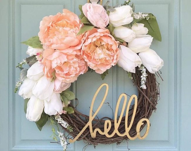 Peach Peonies Summer Wreath