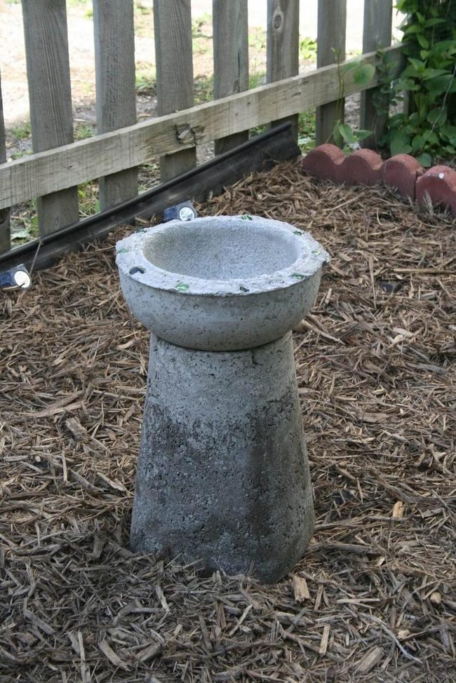 Concrete Bird Bath With Stone Mosaic