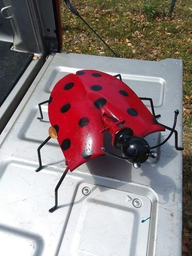 Red Spotted Ladybug Garden Sculpture