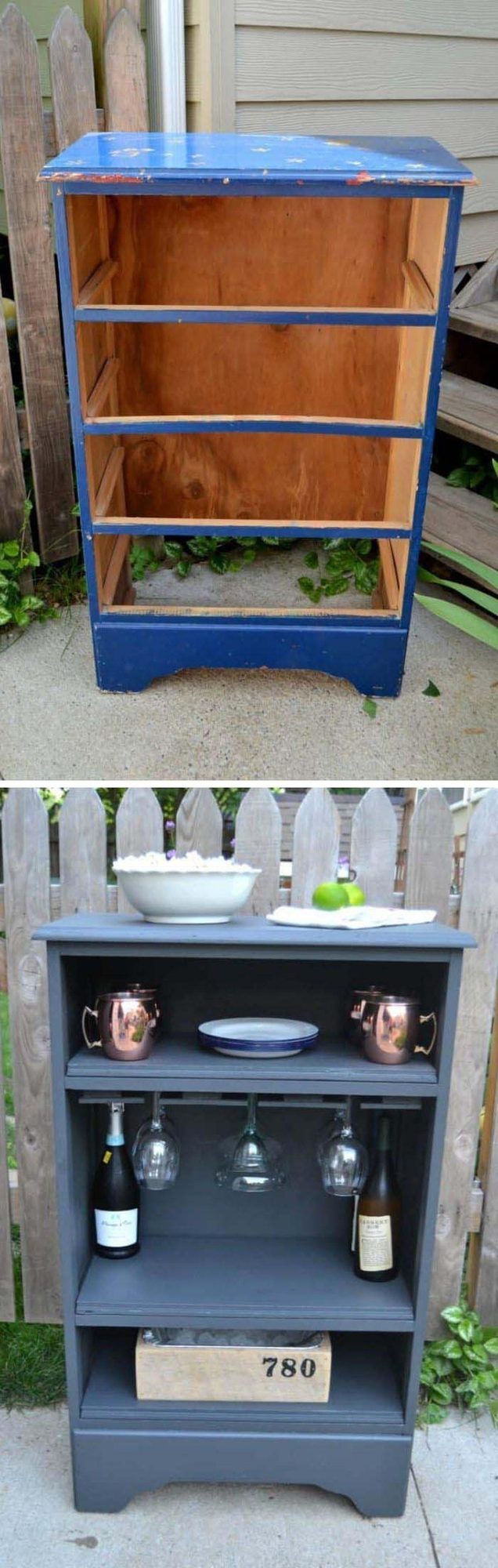 Vintage Dresser Turned Cocktail Bar