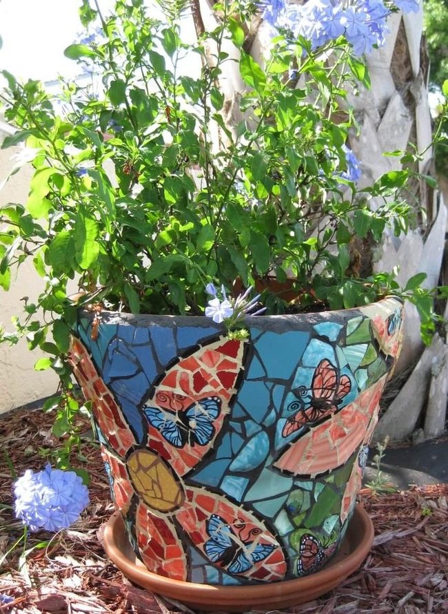 Colorful Mosaic Garden Pots